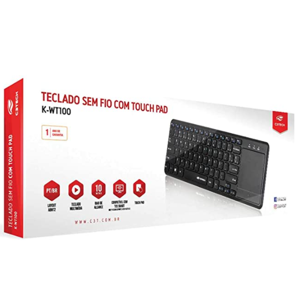 Teclado Sem Fio Com Touchpad C3tech - K-wt100bk