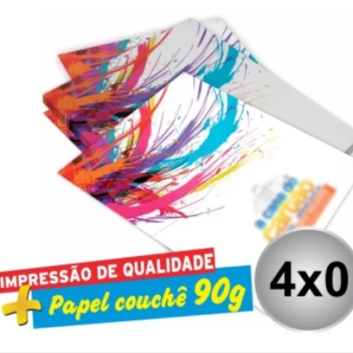 2.500UN - PANFLETO 4/0 CORES - 15X15CM - COUCHÊ 90G