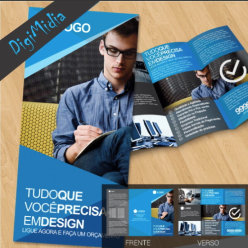 1.000UN - FOLDER - 4X4CORES - 20X30CM - PAPEL COUCHE 150G - 2 DOBRAS