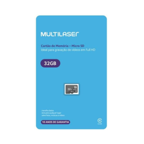 Cartão De Memória Micro SD 32GB Classe 10 MC145 Multilaser